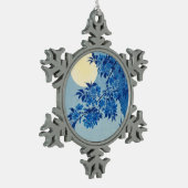 Moon Night Evening Tree Blue Moonlit Tin Sneeuwvlok Ornament (Links)