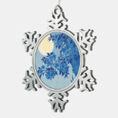 Moon Night Evening Tree Blue Moonlit Tin Sneeuwvlok Ornament (Rechts)