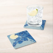 Moon Night Evening Tree Blue Moonlit Vierkante Kartonnen Onderzetter (Insitu)