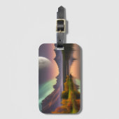 Moon over berglandschap bagagelabel (Voorkant (verticaal))