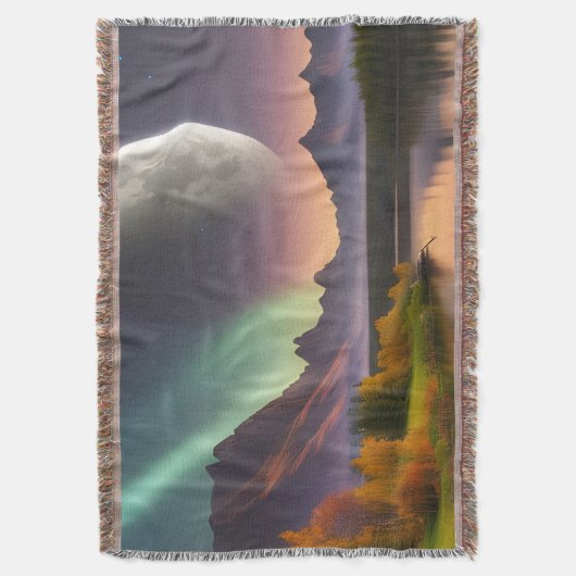 Moon over berglandschap deken (Voorkant Verticaal)