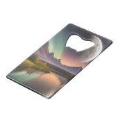 Moon over berglandschap kredietkaart flessenopener (Voorkant Gekanteld)