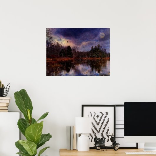 Moon Over de Marsh Poster (Thuiskantoor)