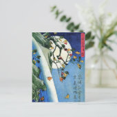 Moon over een waterval, Hiroshige, Ukiyo-e Briefkaart (Staand voorkant)