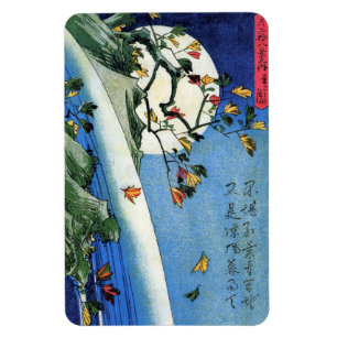 Moon over een waterval, Hiroshige, Ukiyo-e Magneet