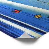 Moon over een waterval, Hiroshige, Ukiyo-e Poster (Hoek)