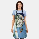 Moon over een waterval, Hiroshige, Ukiyo-e Schort (Gedragen)