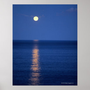 Moon Over Lake bij nacht Poster
