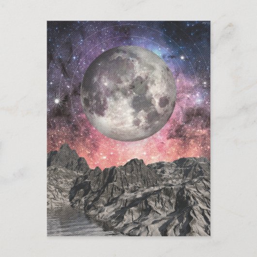 Moon Over Mountain Lake Briefkaart (Voorkant)