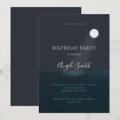 Moon over Ocean Birthday Party Invitation Kaart (Voorkant / Achterkant)