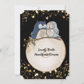 Moon Owls Waterverf Wedding Invitation Kaart (Achterkant)
