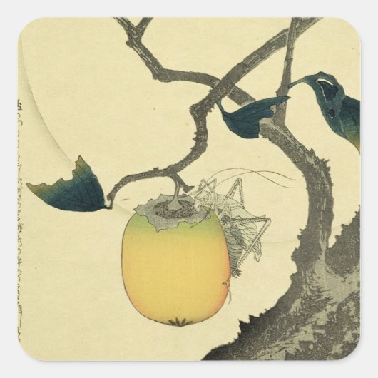 Moon, Persimmon en Grasshopper, 1807 Vierkante Sticker (Voorkant)