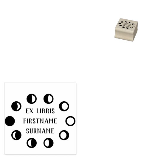 Moon Phase Bookplate Rubberstempel (Gestempeld)