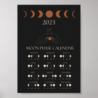 Moon Phase Calendar 2023 Wall Art Poster