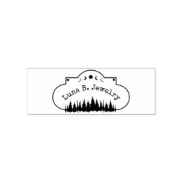 Moon Phase & Forest Logo Productverpakking Zelfinktende Stempel