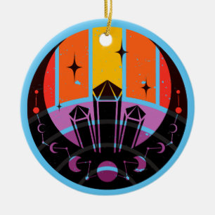 Moon Phase Gemstone Stars Sunset Keramisch Ornament