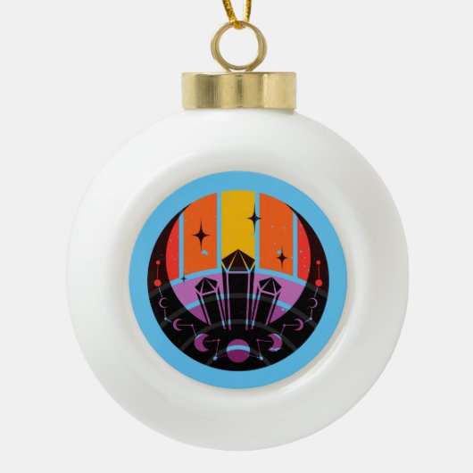 Moon Phase Gemstone Stars Sunset Keramische Bal Ornament (Voorkant)