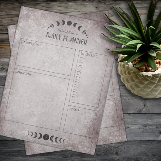 Moon Phase Gothic Gepersonaliseerde Planner Notitieblok