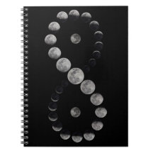 Moon phase infinity zwart notitieboek