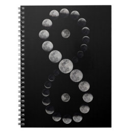 Moon phase infinity zwart notitieboek