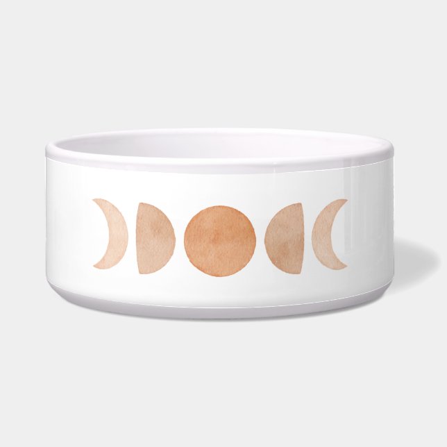 Moon Phase Pet Water Bowl | Roze en wit Voerbakje (Voorkant)