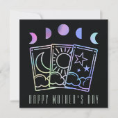 Moon Phase Tarot Moederdag Holographic Feestdagenkaart (Voorkant)