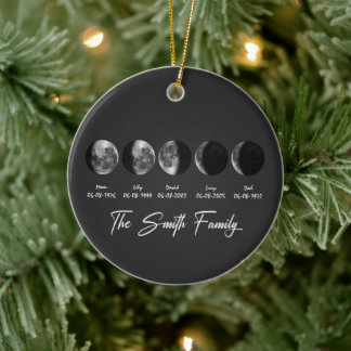 Moon Phase The Smith Family – Custom Names & Dates Keramisch Ornament