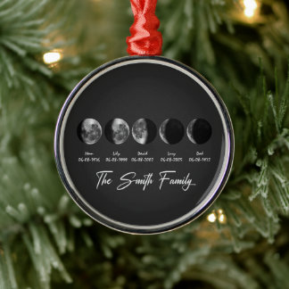 Moon Phase The Smith Family – Custom Names & Dates Metalen Ornament