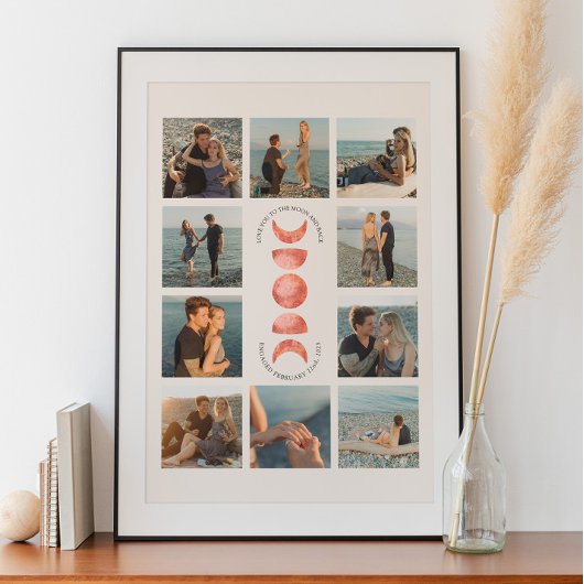 Moon Phase Verloving Photo Collage Poster
