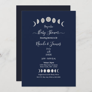 Moon Phases Blue Astrology Celestial Baby shower Kaart