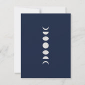 Moon Phases Blue Astrology Celestial Wedding RSVP Kaart (Achterkant)