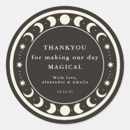 Moon Phases boho celestial Weddenschap Ronde Sticker