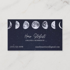 Moon Phases Celestial Hair Stylist Visitekaartjes