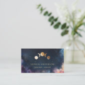 Moon Phases Celestial Navy Healing Arts Coach Chic Visitekaartje (Staand voorkant)