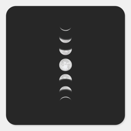 Moon Phases Cool Astronomie Vierkante Sticker (Voorkant)
