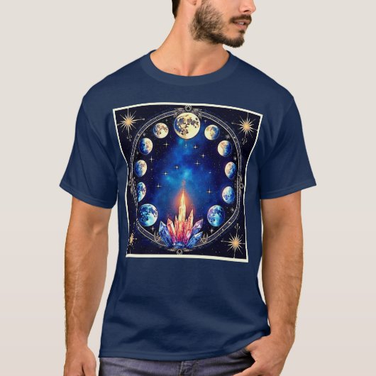 Moon Phases Crystal Cosmos T-shirt (Voorkant)