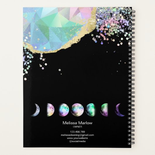 Moon Phases Crystal Gem Healing Holografen Busines Planner (Achterkant)