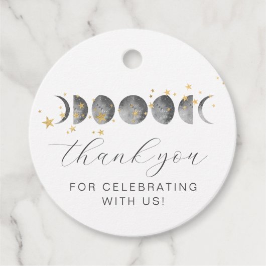 Moon Phases Gold Stars Bedankjes Labels (Voorkant)
