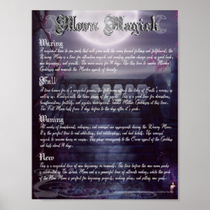 Moon Phases Magick Wiccan Book of Shadows Poster