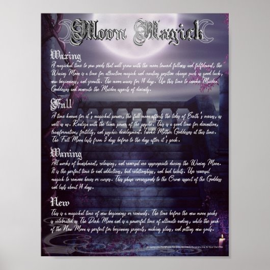 Moon Phases Magick Wiccan Book of Shadows Poster (Voorkant)