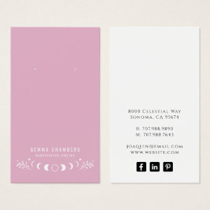 Moon Phases Roze Oorbel Sieraden Display Kaarten Visitekaartje