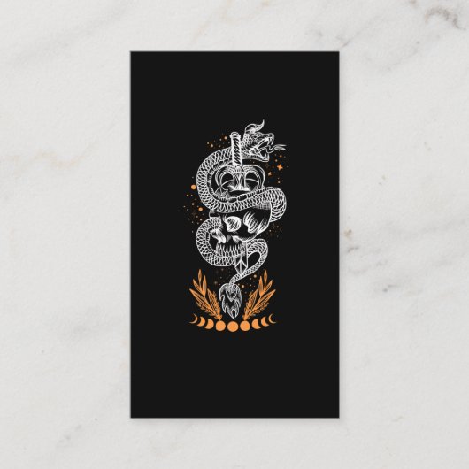 Moon Phases Snake Skull Sword Occult Visitekaartje (Voorkant)