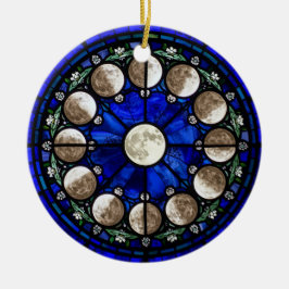 Moon Phases Stained Glass Circle Keramisch Ornament