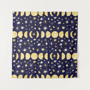 Moon Phases Stars achtergrond Wandkleed