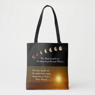 Moon Phases Sun verhoogt Inspirerend Quote Draagtas