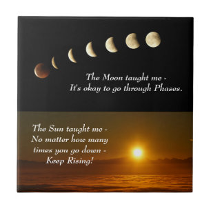 Moon Phases Sun verhoogt Inspirerend Quote Tegeltje
