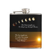 Moon Phases Sunrise Inspirerend Quote Heupfles (Voorkant)