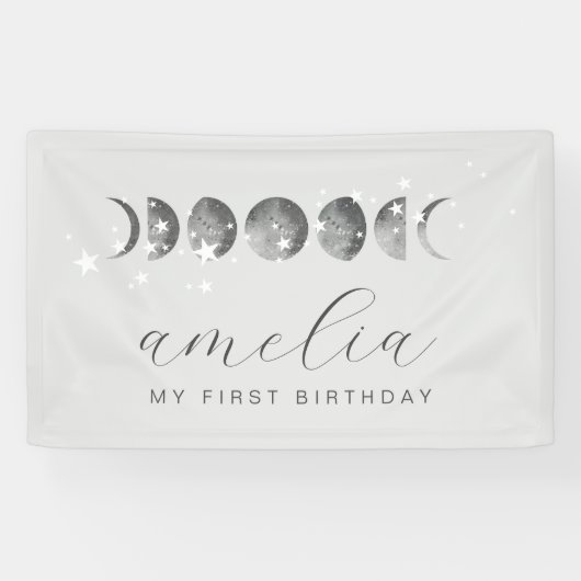 Moon Phases White Stars Spandoek (Horizontaal)