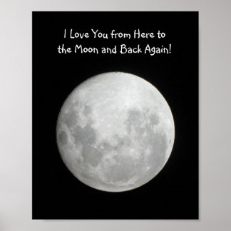 Moon Poster ik hou van je van hier tot aan de maan