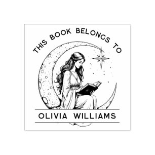 Moon Princess Crescent Moon Lezen Ex Libris Rubberstempel